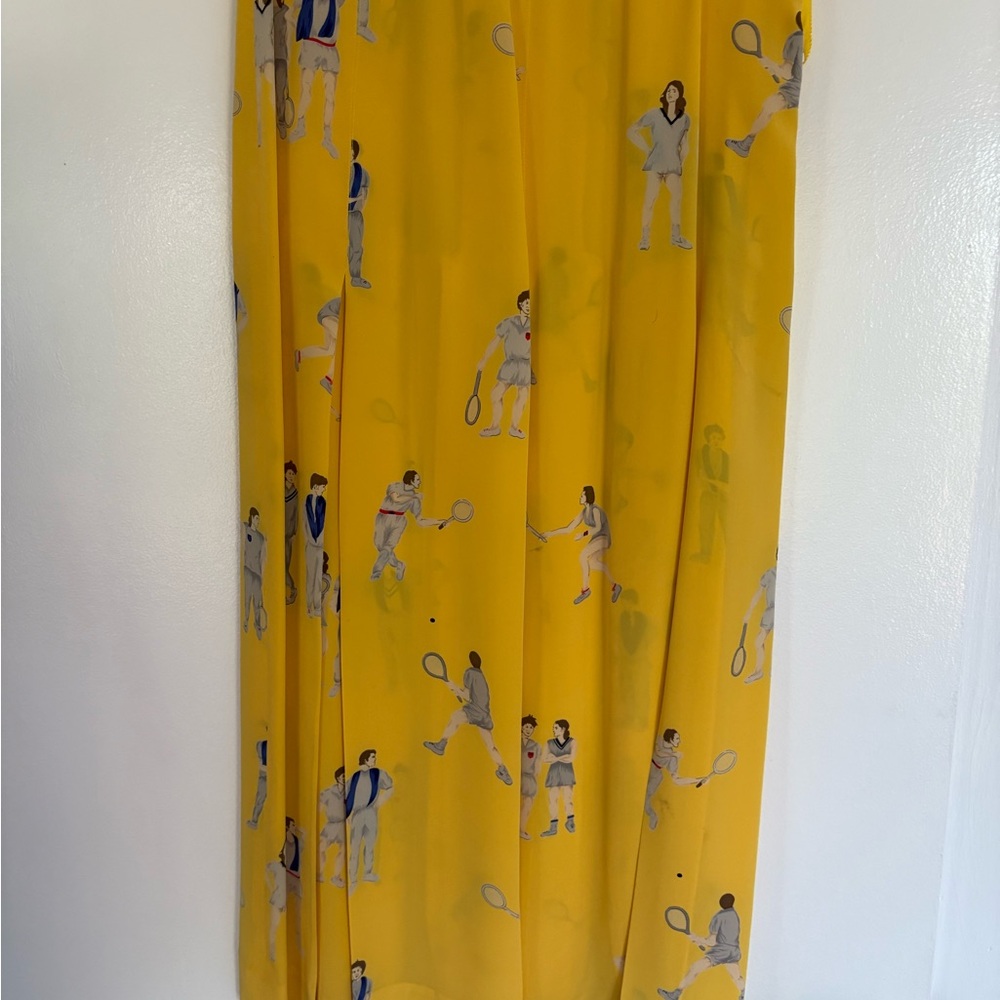 Albert Nipon Vintage Silk Yellow Tennis Print skirt